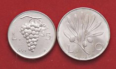 REPUBBLICA ITALIANA - Repubblica Italiana (monetazione in lire) (1946-2001) - 10 Lire 1950 IT Assieme a 5 lire 1950 - Lotto di 2 monete
qFDC