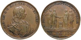 MEDAGLIE - SAVOIA - Carlo Emanuele III (1730-1773) - Medaglia 1750 - Nozze del figlio Vittorio Amedeo III con Maria Antonia di Borbone - Busto corazza...