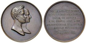 MEDAGLIE - SAVOIA - Carlo Alberto (1831-1849) - Medaglia 1842 - Nozze di Vittorio Emanuele II (poi Re d'Italia) con Maria Adelaide - Busti accollati a...