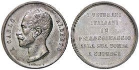 MEDAGLIE - SAVOIA - Vittorio Emanuele II (1849-1861) - Medaglia I veterani in pellegrinaggio alla tomba di Carlo Alberto a Superga MB Ø 33 Appiccagnol...