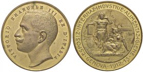 MEDAGLIE - SAVOIA - Vittorio Emanuele III (1900-1943) - Medaglia 1913 - Esposizione Internazionale Industrie alimentari ed igiene di Genova - Testa di...
