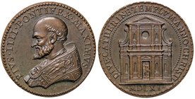 MEDAGLIE - PAPALI - Pio IV (1559-1566) - Medaglia 1561 - Chiesa di Santa Caterina - Busto a s. /R Facciata della Chiesa di santa Caterina AE Ø 33Postu...