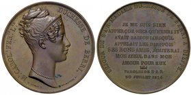 MEDAGLIE ESTERE - FRANCIA - Luigi XVIII (1814-1824) - Medaglia 1824 - Visita della duchessa di Berry a Dieppe - Busto della duchessa di Berry a d. /R ...