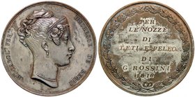 MEDAGLIE ESTERE - FRANCIA - Luigi XVIII (1814-1824) - Medaglia 1816 - Nozze di Teti e Peleo di G. Rossini - Busto della duchessa di Berry a d. /R Scri...
