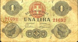 CARTAMONETA - SARDO-PIEMONTESE - Banca Nazionale nel Regno d'Italia - Lira 17/07/1872 Gav. 141 R Galliano/Nazari
qBB