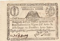 CARTAMONETA - STATO PONTIFICIO - Repubblica Romana Assegnati (1798) - 10 Paoli Anno 7 Gav. 71 Galli (retro quadrato)
SPL