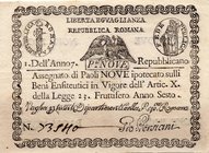 CARTAMONETA - STATO PONTIFICIO - Repubblica Romana Assegnati (1798) - 9 Paoli Anno 7 Gav. 67 Persiani (retro rettangolo)
qFDS