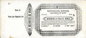 CARTAMONETA - STATO PONTIFICIO - Repubblica Romana Boni Provinciali (1849) RIETI - Bono di 6 baiocchi Gav. 209 RRR Macchia in basso
bello SPL