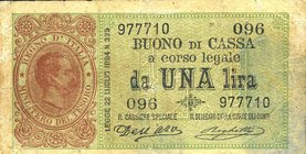 CARTAMONETA - BUONI DI CASSA - Umberto I (1878-1900) - Lira 15/02/1897 - Serie 93-107 Alfa 6; Lireuro 2D RRR Dell'Ara/Righetti
meglio di MB