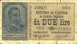 CARTAMONETA - BUONI DI CASSA - Umberto I (1878-1900) - 2 Lire 26/08/1897 - Serie 55-64 Alfa 25; Lireuro 6E RRRR Dell'Ara/Righetti
MB