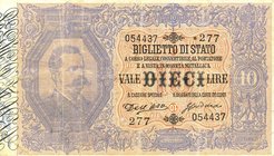 CARTAMONETA - BIGLIETTI DI STATO - Umberto I (1878-1900) - 10 Lire 01/10/1884 - Serie 241-290 Alfa 71; Lireuro 15B RRRRR Doppia effige - Dell'Ara/Righ...
