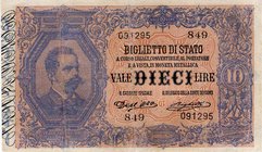 CARTAMONETA - BIGLIETTI DI STATO - Umberto I (1878-1900) - 10 Lire 25/10/1892 - Serie 491-970 Alfa 74; Lireuro 16C RR Dell'Ara/Righetti Restauri
qBB