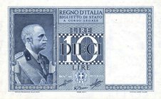 CARTAMONETA - BIGLIETTI DI STATO - Vittorio Emanuele III (1900-1943) - 10 Lire 1939 XVIII - Impero Alfa 85; Lireuro 18C Grassi/Cossu/Porena
FDS