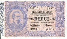 CARTAMONETA - BIGLIETTI DI STATO - Vittorio Emanuele III (1900-1943) - 10 Lire 29/07/1918 - Serie 2751-3550 Alfa 79; Lireuro 17E R Giu.Dell'Ara/Porena...
