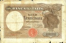 CARTAMONETA - BANCA d'ITALIA - Vittorio Emanuele III (1900-1943) - 25 Lire 12/05/1919 - Aquila Latina Alfa 103; Lireuro 1D RRR Canovai/Sacchi
qMB