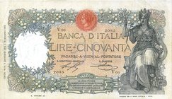CARTAMONETA - BANCA d'ITALIA - Vittorio Emanuele III (1900-1943) - 50 Lire 05/01/1918 - Buoi Alfa 216; Lireuro 4G RR Stringher/Sacchi Restauro a s.
q...