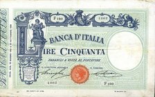 CARTAMONETA - BANCA d'ITALIA - Vittorio Emanuele III (1900-1943) - 50 Lire - Barbetti con matrice 15/06/1912 Alfa 124; Lireuro 3/11 R Stringher/Sacchi...