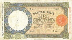 CARTAMONETA - BANCA d'ITALIA - Vittorio Emanuele III (1900-1943) - 50 Lire - Lupa 24/01/1942 - II° Tipo (biglietto più piccolo) Alfa 248; Lireuro 7B R...