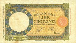 CARTAMONETA - BANCA d'ITALIA - Vittorio Emanuele III (1900-1943) - 50 Lire - Lupa 27/05/1939 - I° Tipo Alfa 240; Lireuro 6K Azzolini/Urbini
qBB