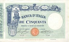 CARTAMONETA - BANCA d'ITALIA - Vittorio Emanuele III (1900-1943) - 50 Lire - Fascetto con matrice 06/12/1926 Alfa 166; Lireuro 5/2 Stringher/Sacchi Pi...