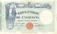 CARTAMONETA - BANCA d'ITALIA - Vittorio Emanuele III (1900-1943) - 50 Lire - Fascetto con matrice 11/10/1927 Alfa 168; Lireuro 5/4 Stringher/Sacchi
q...