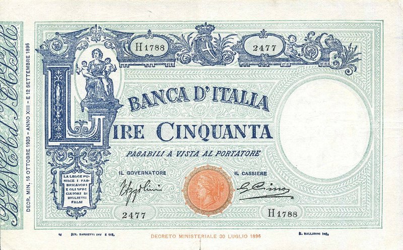 CARTAMONETA - BANCA d'ITALIA - Vittorio Emanuele III (1900-1943) - 50 Lire - Fas...