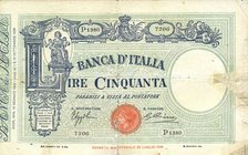 CARTAMONETA - BANCA d'ITALIA - Vittorio Emanuele III (1900-1943) - 50 Lire - Fascetto con matrice 18/01/1933 Alfa 184; Lireuro 5/20 Azzolini/Cima Rest...
