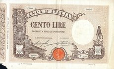 CARTAMONETA - BANCA d'ITALIA - Vittorio Emanuele III (1900-1943) - 100 Lire - Barbetti con matrice 05/08/1925 Alfa 326; Lireuro 15/54 R Stringher/Sacc...