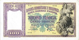 CARTAMONETA - COLONIE ED OCCUPAZIONI DI TERRITORI ITALIANI - Banca Nazionale d'Albania - Occupazione (1939) - 100 Franchi (Franga) 1939 Gav. 110
BB-S...