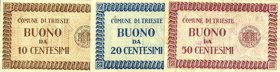 CARTAMONETA - COLONIE ED OCCUPAZIONI DI TERRITORI ITALIANI - Buoni Comunali Trieste e Capo d'Istria (1945) - Serie 1945 Gav. 293÷295 10-20-50 centesim...