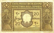 CARTAMONETA - COLONIE ED OCCUPAZIONI DI TERRITORI ITALIANI - Cassa per la Circolazione Monetaria della Somalia (1950) - 20 Somali 1950 Gav. 321 R
qBB