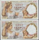 CARTAMONETA ESTERA - FRANCIA - Governo di Vichy (1940-1944) - 100 Franchi 29/01/1942 Kr. 94 Lotto di 2 esemplari con numeri seguenti
FDS