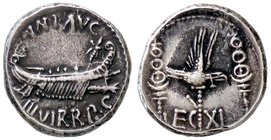 FALSI (da studio, moderni, ecc.) - Falsi (da studio, moderni, ecc.) - Marc'Antonio († 30 a.C.) - Denario - Galera pretoriana /R LEG XI - Aquila legion...