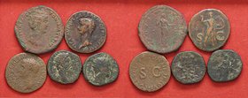 LOTTI - Imperiali Sesterzio di Faustina I, asse di Druso, Claudio, M. Aurelio, A. Severo Lotto di 5 monete
MB÷qBB