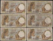 LOTTI - Cartamoneta-Estera FRANCIA - 100 franchi 06/11/1941 Lotto di 6 biglietti
MB÷BB