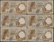 LOTTI - Cartamoneta-Estera FRANCIA - 100 franchi 21/05/1941 Lotto di 6 biglietti
MB÷BB