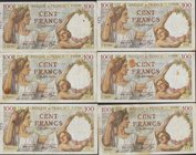 LOTTI - Cartamoneta-Estera FRANCIA - 100 franchi 1939-1942, decreti diversi Lotto di 6 biglietti
MB÷BB