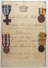 LOTTI - Medaglie MILITARI - Regio Esercito Italiano 1919, 4 medaglie su documento
med. BB