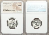 CALABRIA. Tarentum. Ca. early 3rd century BC. AR stater or didrachm (22mm, 12h). NGC Choice VF. Ca. 302-280 BC. Nicottas, Ey- and Iop-, magistrates. W...