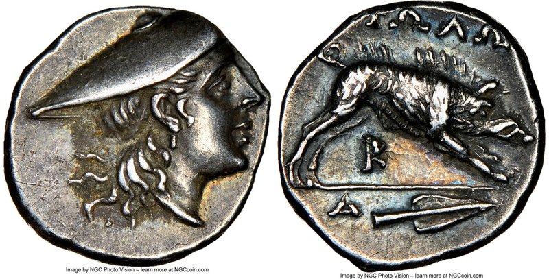 AETOLIAN LEAGUE. Ca. 250-145 BC. AR triobol (15mm, 3h). NGC Choice XF, Fine Styl...