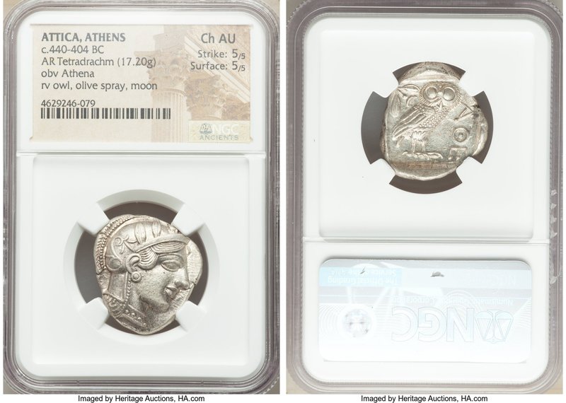 ATTICA. Athens. Ca. 440-404 BC. AR tetradrachm (25mm, 17.20 gm, 7h). NGC Choice ...