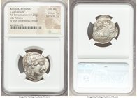 ATTICA. Athens. Ca. 440-404 BC. AR tetradrachm (25mm, 17.20 gm, 7h). NGC Choice AU 5/5 - 5/5. Mid-mass coinage issue. Head of Athena right, wearing cr...