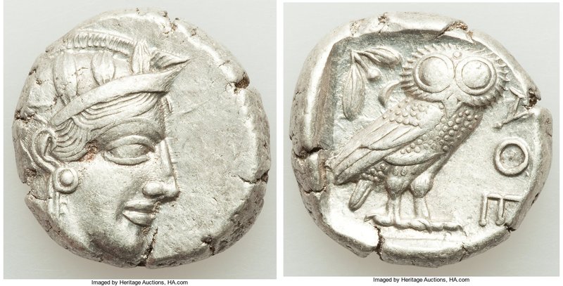 ATTICA. Athens. Ca. 440-404 BC. AR tetradrachm (24mm, 17.16 gm, 10h). XF. Mid-ma...