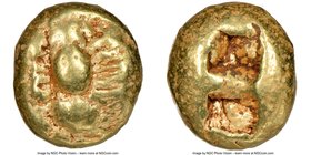 IONIA. Ephesus. Ca. 600-550 BC. EL third-stater or trite (11mm, 4.68 gm). NGC Choice Fine 4/5 - 4/5. 'Primitive' bee, viewed from above / Two incuse s...
