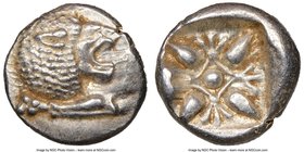IONIA. Miletus. Ca. late 6th-5th centuries BC. AR obol 0r 1/12 stater (10mm, 1.24 gm). NGC MS 4/5 - 5/5. Milesian standard. Forepart of roaring lion l...