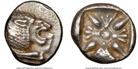 IONIA. Miletus. Ca. late 6th-5th centuries BC. AR obol or 1/12 stater (10mm). NGC AU. Milesian standard. Forepart of roaring lion left, head reverted ...