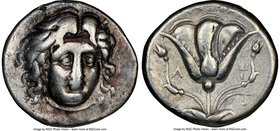 CARIAN ISLANDS. Rhodes. Ca. 305-275 BC. AR didrachm (20mm, 11h). NGC Fine. Head of Helios facing, turned slightly right, hair parted in center and swe...