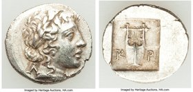 LYCIAN LEAGUE. Cragus. Ca. 48-20 BC. AR hemidrachm (15mm, 1.97 gm, 12h). XF. Series 1. Laureate head of Apollo right; Λ-Y below / K-P, cithara (lyre);...