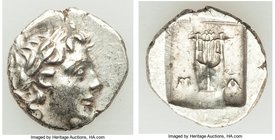 LYCIAN LEAGUE. Masicytes. Ca. 48-20 BC. AR hemidrachm (14mm, 1.94 gm, 1h). XF. Series 1. Laureate head of Apollo right; Λ-Y below / M-A, cithara (lyre...