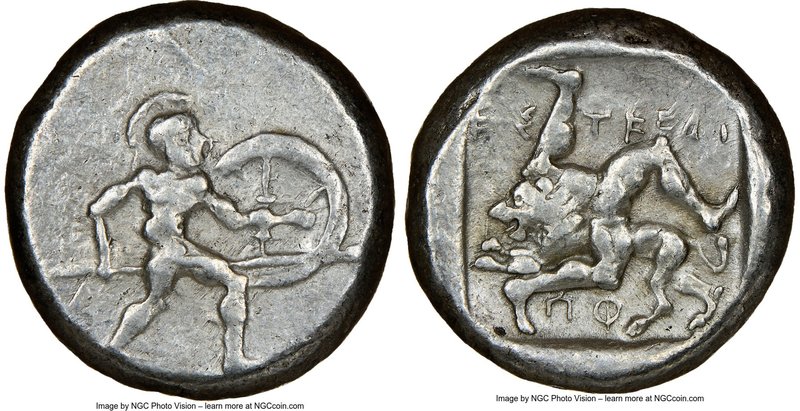 PAMPHYLIA. Aspendus. Ca. mid-5th century BC. AR stater (20mm, 4h). NGC VF. Helme...